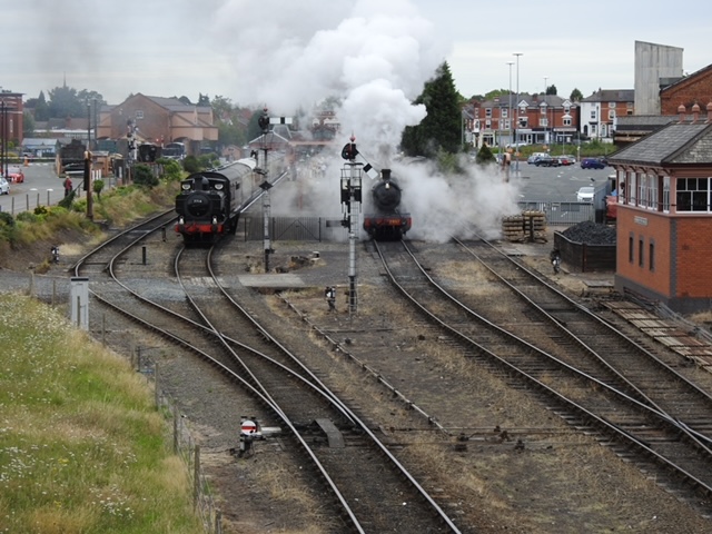 04 Aug 2020 2857 leaves Kidderminster as 7714 waits with the next train